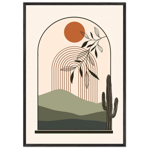 Artfulprints Poster met Lijst Boho – Desert window   - 70x100 cm - Meerkleurig