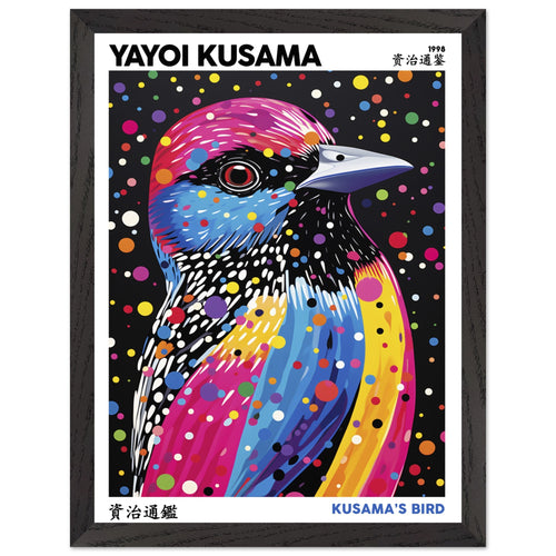 Artfulprints Poster met Lijst Yayoi Kusama - Kusama's bird   - 30x40 cm - Meerkleurig