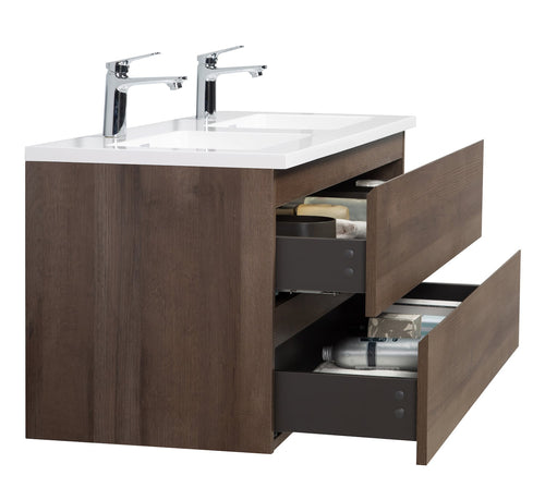 Badplaats Badkamermeubel Set Angela 120 cm – Bruin Eiken – Badmeubel met Wastafel