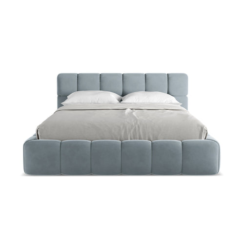 LaMiaSofa Bed met opbergruimte Roma - velours - lichtblauw - 180x228x82