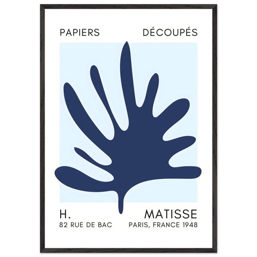 Artfulprints Poster met Lijst Matisse – Coral drift navy blue I   - 70x100 cm - Blauw