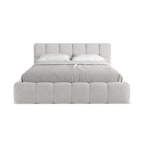 LaMiaSofa Bed met opbergruimte Roma - velours - zilver - 180x228x82