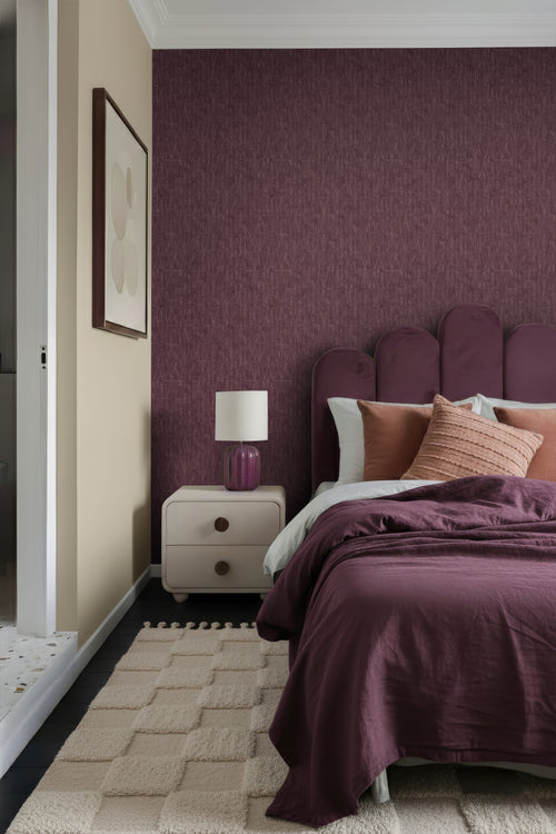 ESTAhome behang grafische lijnen aubergine paars - 50 x 900 cm - 131414
