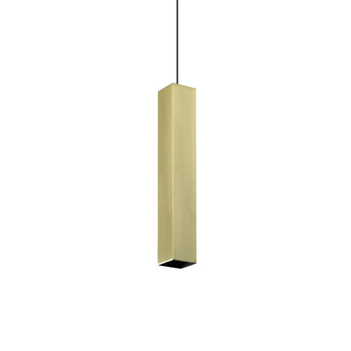 Ideal Lux LOOK 40 cm vierkante slanke hanglamp voor plafondmontage, messing, 1x GU10 fitting