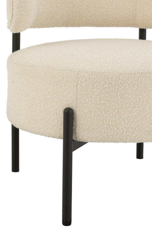 J-Line loungestoel Bouclé - multiplex/polyester - wit/zwart