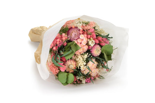 Boeket droogbloemen Fantasy Rosa | Lengte ± 35 centimeter | Met roze, witte en groene droogbloemen - vtwonen shop