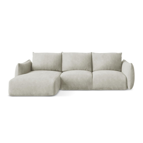 LaMiaSofa hoekbank links Savona - chenille stof - parel - 242x162x90