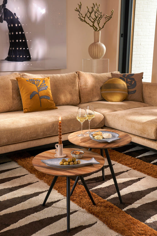 Mica Decorations Jailey Bijzettafel - Set van 2 - H49 x Ø50 cm - Gerecycled Hout - Bruin - vtwonen shop