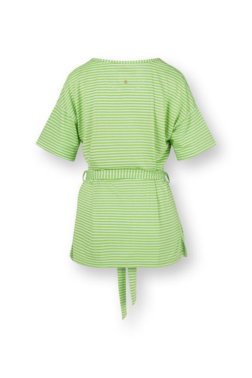 Pip Studio - Tonya Pyjama Shirt - Dames - Little Sumo Stripe - Groen - S - vtwonen shop