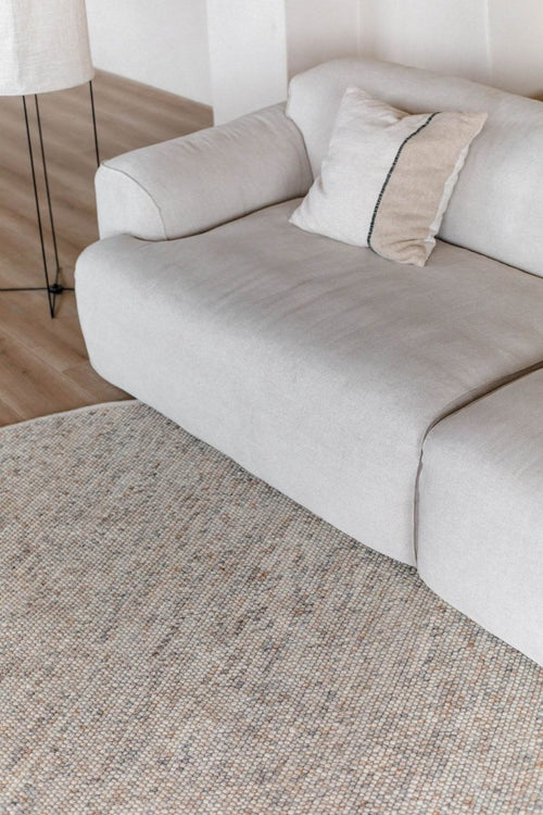 Interieur05 Rond Wollen Vloerkleed Beige/Wit Gemeleerd Vik - 240 x 240 cm - vtwonen shop