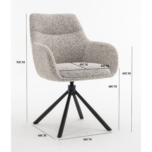 DÉJA Living Eetkamerstoel Noé - Beige/Zwart - Draaibaar - Set van 2