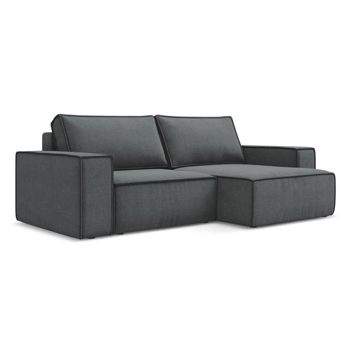 LaMiaSofa hoekbank rechts Livorno - textuurstof - grijs - 257x148x82