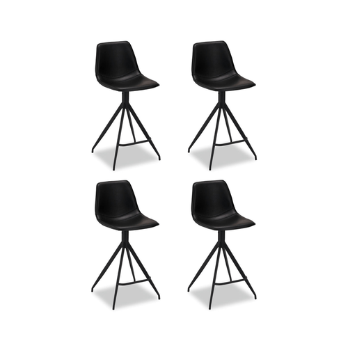 Furnhouse barkruk Isabel - Zwart - Kunstleer - Set van 4