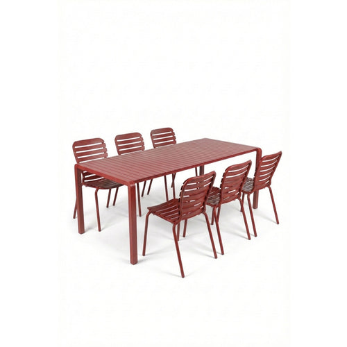 Zuiver Vondel Tuinset 6 personen - tuintafel + 6 stoelen Rood
