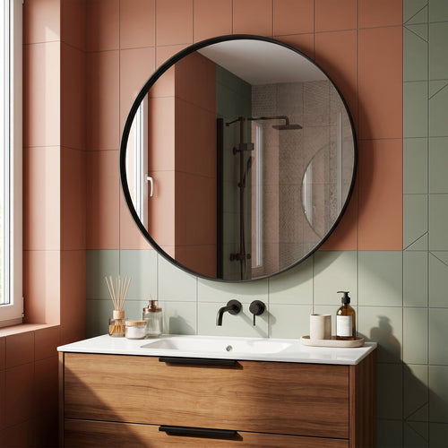 Spinder Design SENNE Badkamerspiegel rond zwart Ø90