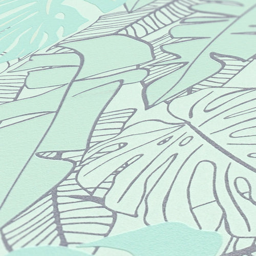 Livingwalls behang palmbomen turquoise en groen - 53 cm x 10.05 m - AS-389054 - vtwonen shop