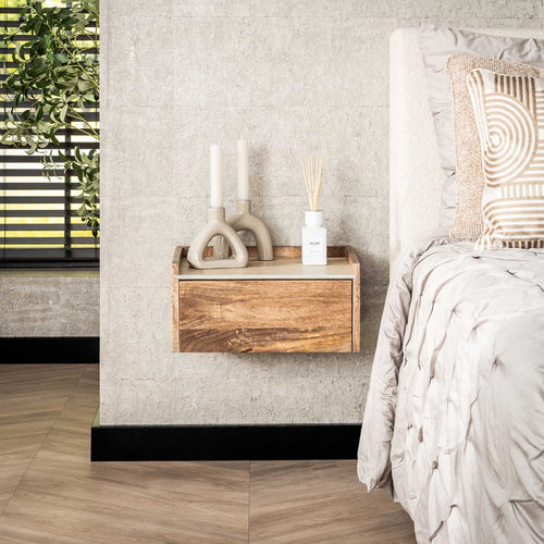 Giga Meubel Nachtkastje Nuovo - Travertin Hout - 40x35x19cm - vtwonen shop