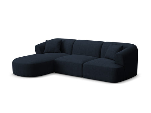 Cosmopolitan Design Modulaire hoekbank links Campi 4-zits, structurele stof koningsblauw - 156x256x70cm