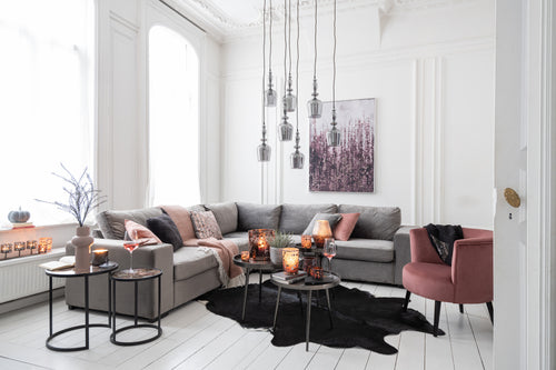 J-Line tapijt Koeienvel - leer - zwart