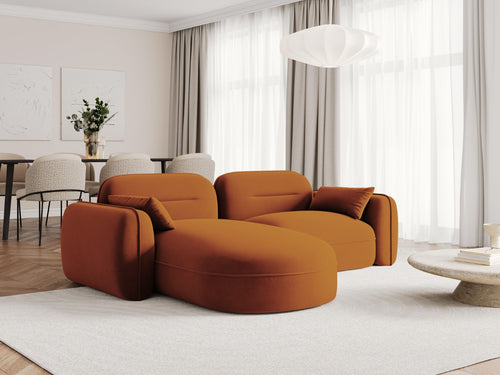 Cosmopolitan Design Modulaire hoekbank links Sydney 3-zits, flueel, terracotta - 165x230x70cm