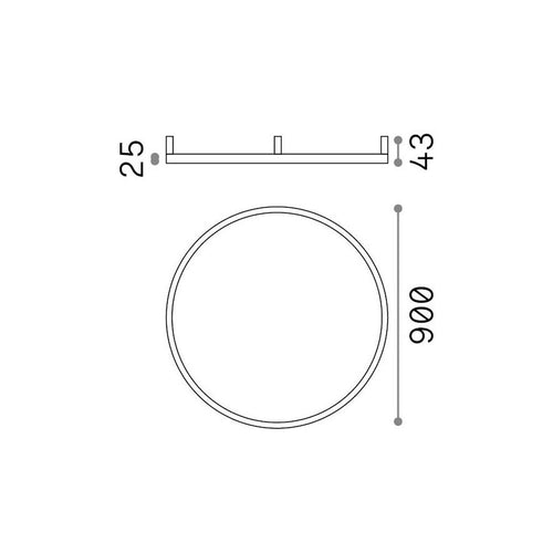 Ideal Lux ORACLE SLIM 90 cm niet-dimbare ronde LED-plafondlamp met geïntegreerde montage, 3000K, messing, 5650lm