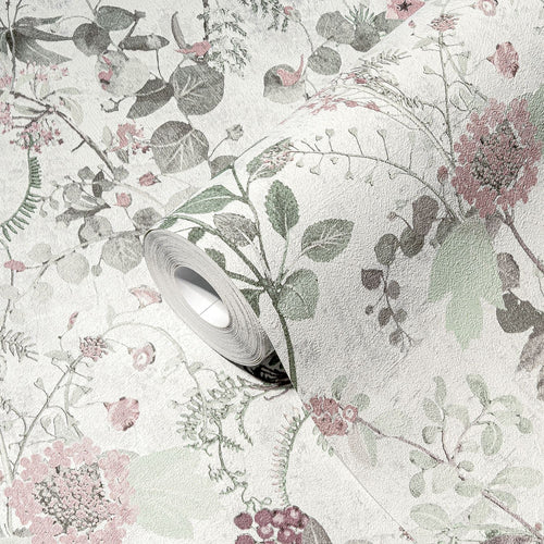 A.S. Création behang bloemen wit, groen, lila paars en roze - 53 cm x 10.05 m - AS-388251 - vtwonen shop