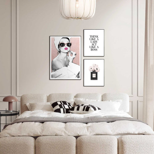 Reinders Glamour Routine schilderijen set -  roze - slaapkamer - 70x50cm