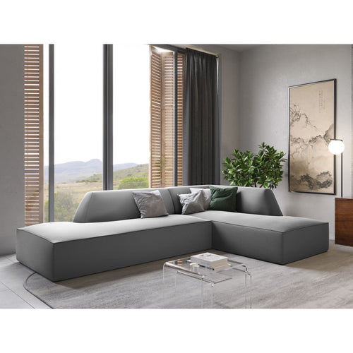Cosmopolitan Design - Modulaire hoekbank rechts Siena 4-zits, flueel grijs - 180x273x69cm
