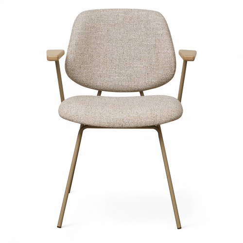 Furnhouse eetkamerstoelen armleuning Sofia - Beige - Stof (Bouclé) - Set van 4