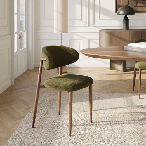 Premium Interiors - Set van 2 stoelen LINA - krullend fluweel vintage groen 52cm