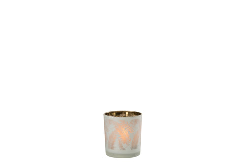 J-Line windlicht Blad - glas - wit/groen - small - 4 stuks - vtwonen shop