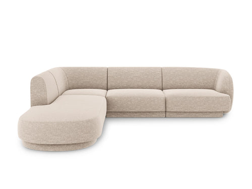Micadoni linker hoekbank Miley 6-zits, structurele stof beige - 248x255x70cm