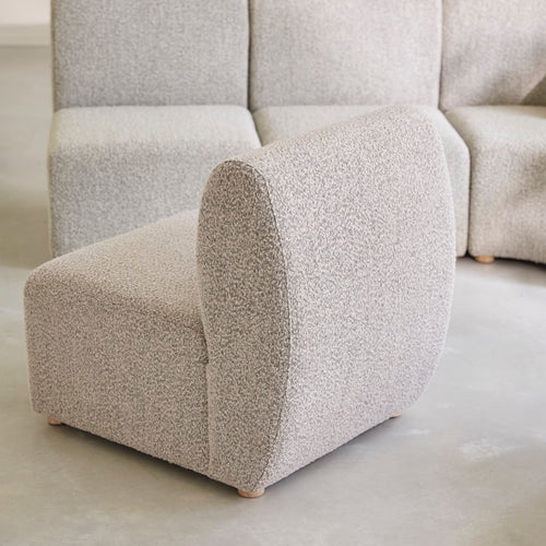 Tikamoon Modulaire fauteuil van massief acaciahout en grijze stof - Grijs