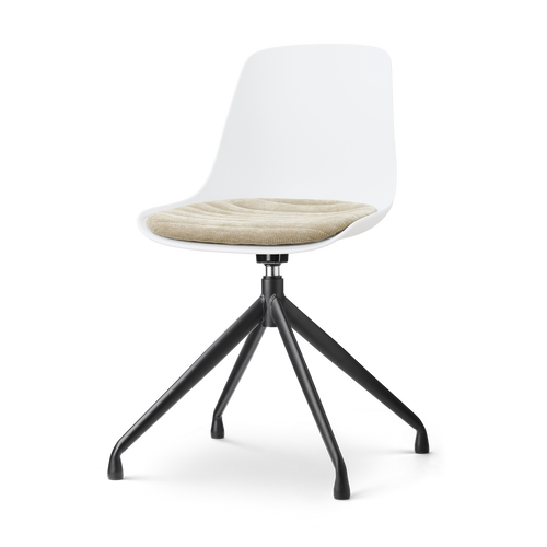 Nolon Nola-Liv draaibare eetkamerstoel wit met nougatbruin zitkussen - zwart onderstel