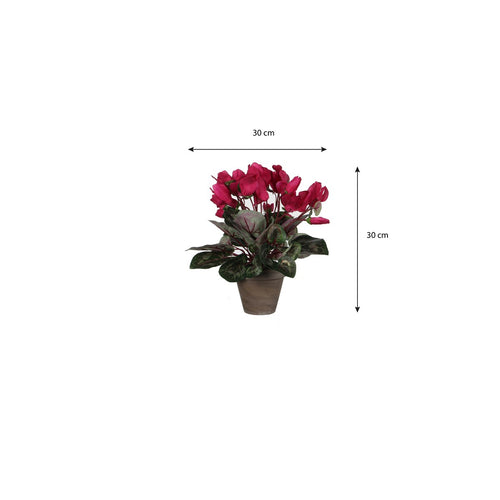 Mica Decorations Cyclaam Kunstplant in Bloempot Stan - H30 x Ø30 cm - Donkerroze