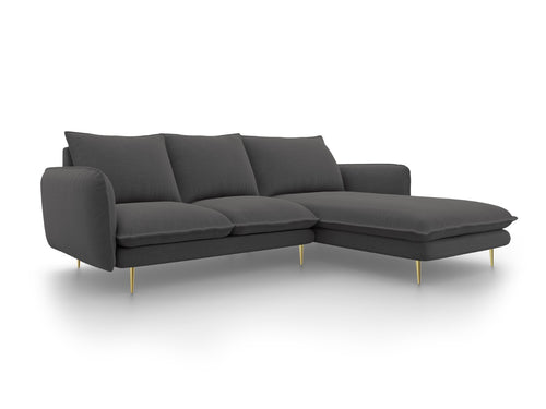 Cosmopolitan Design rechter hoekbank Vienna 5-zits, structurele stof, donkergrijs - 170x255x95cm