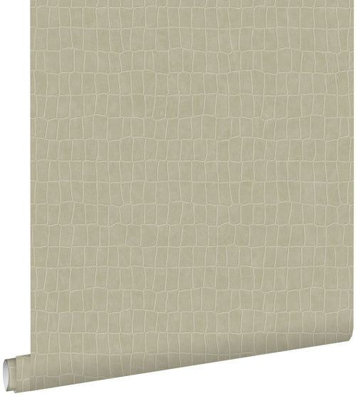 ESTAhome behang krokodillenhuid vergrijsd bruin - 53 cm x 10.05 m - 139186