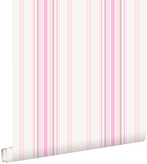 ESTAhome behang strepen licht roze en beige - 53 cm x 10.05 m - 138806