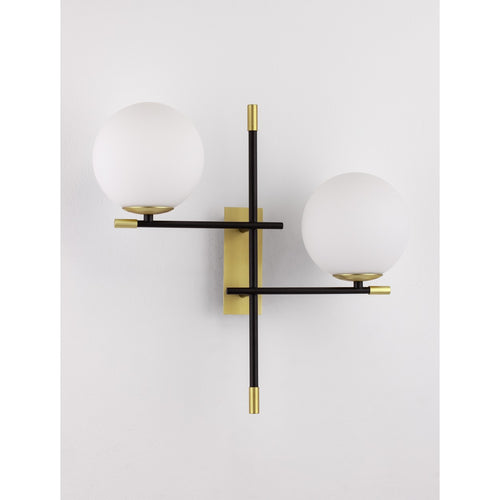 Nova Luce GIT Bolvormige wandlampen in opaal, goud en matzwart, LED G9 2x5W