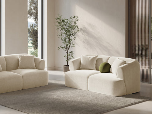 Cosmopolitan Design Modulaire bank Campi 2-zits, flueel lichtbeige - 90x180x70cm