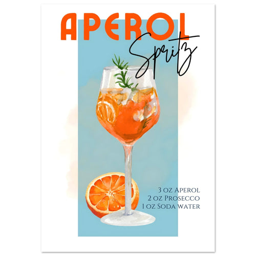 Artfulprints Poster met Lijst Aperol Spritz - Blue   - 30x40 cm - Blauw