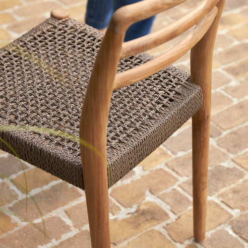 Tikamoon Tuinstoel van massief teak en touw - Naturel
