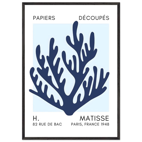 Artfulprints Poster met Lijst Matisse – Coral harmony navy blue I   - 70x100 cm - Blauw