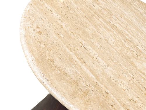 Livingfurn salontafel Valentino - Round 75cm - mangohout/travertin