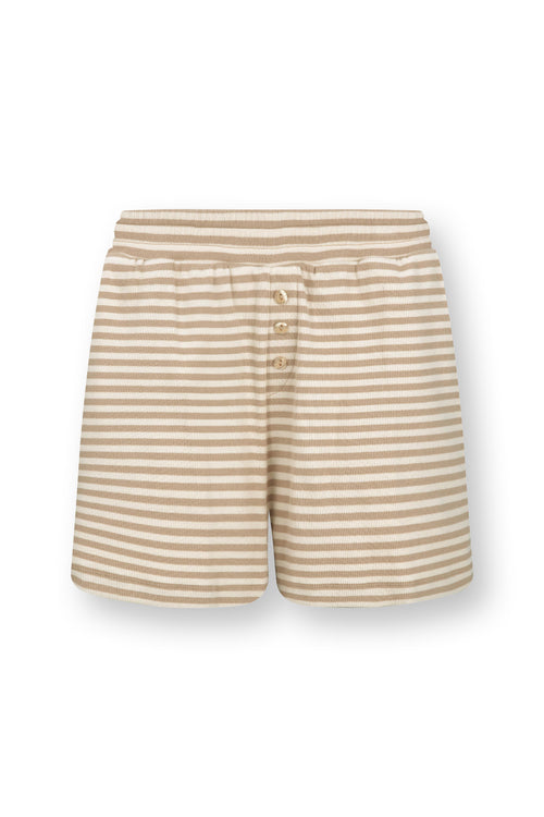 Pip Studio - Bobi Korte pyjamabroek - Dames - Little Sumo Stripe - Zand - XL