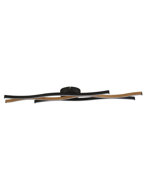 Bloom Swirl LED-plafondlamp, zwart met houteffect