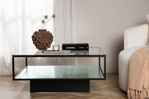 Rebellenclub Salontafel Lucera - 90 x 90 cm - Zwart met Glazen Blad