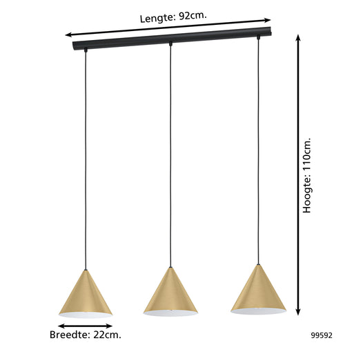 EGLO hanglamp Narices - e27 - 92 cm - zwart/goud - vtwonen shop