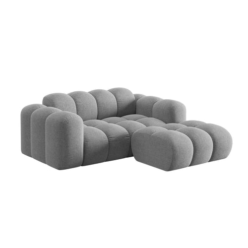 Cosmopolitan Design - Rechter hoekbank Treno 2-zits, chenille lichtgrijs - 164x180x70cm