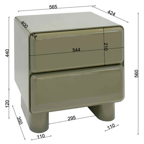 Kare Design Nachtkastje Eliano 2 lades khaki